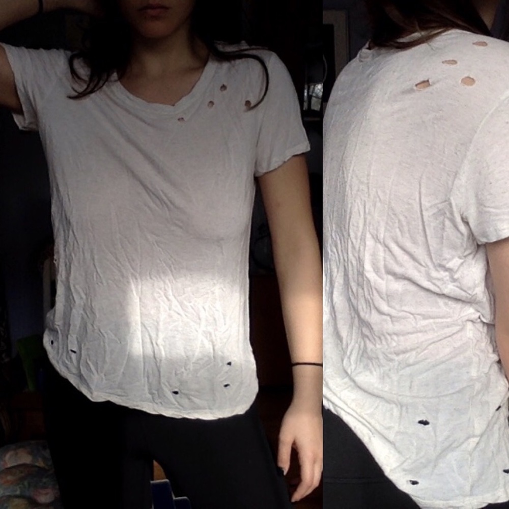 Pacsun Distressed Beige T-shirt